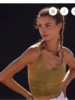 Free People Olive Scoop-Neck Cropped Tank